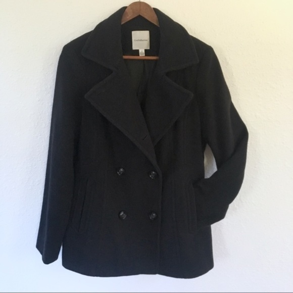Croft & Barrow Black wool blend Pea Coat - Picture 1 of 8
